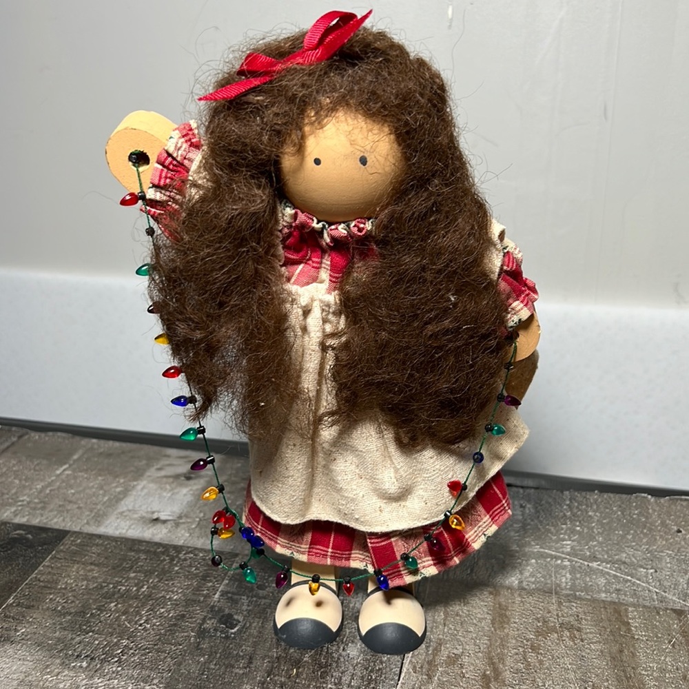 Vintage Ladie And Friends Lizzie High Dolls Folk Art Wood Christmas Lights 1992